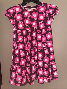 Gymboree Girls' Pink Floral Tiered Dress Short Sleeve Back to School Sz 6